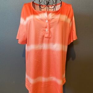 Coral Button-Front Women's Top